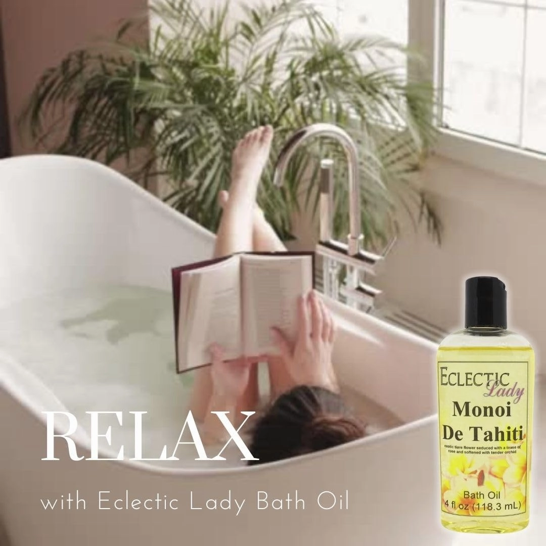 Georgia Peach Bath Oil by Eclectic Lady - Scented Bath Oil - Relaxing & Moisturizing Bathing Oil - Fragrance Body Oil For Dry & Rough Sensitive Skin - Body Daily Nourishing Shower Oil (16 oz)