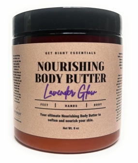 Get Right Essentials Nourishing Body Butter 8 oz, Shea Body Butter, Skin Care, Daily Moisturize, Essential Oils, for Men and Women (Lavender Glow)