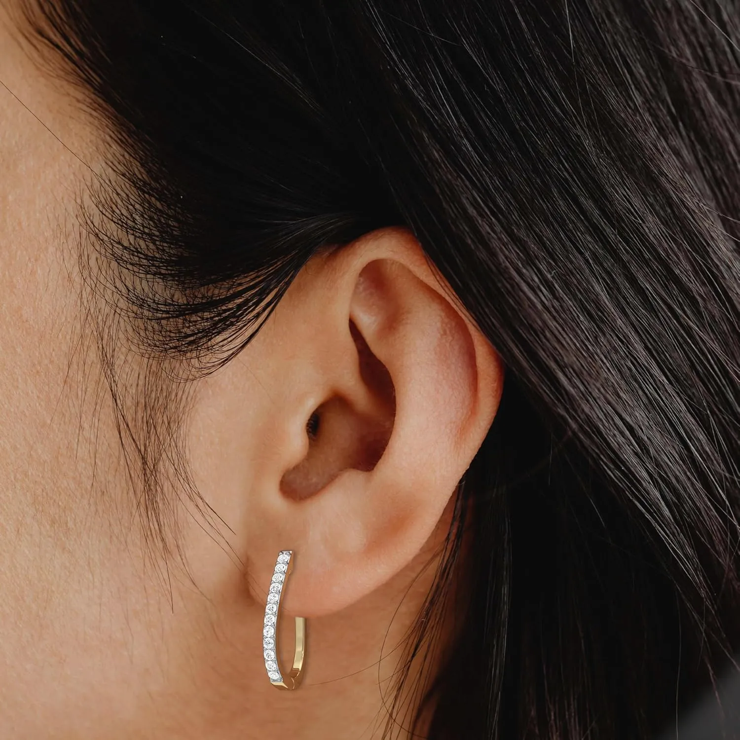 Gilded Lab-Grown Diamond Prong Hoop Earrings, 1/4-2 Cttw, SI1 F Color, Sterling Silver or 14K Gold-Plated, Elegant & Ethical Jewelry for Women, Gift Box Included, Perfect for Anniversaries