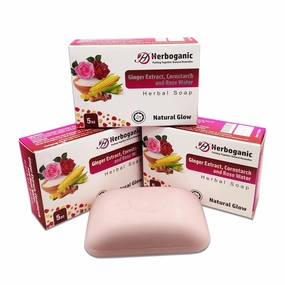 Ginger Extract, Cornstarch and Rose Water Herbal Soap | Pack of 3 of 5oz soap Bar | Natural Bar Soap for Face and Body | Hydrating and Nourishing | Suitable for Men and Women