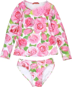 Girls' Rash Guard and Bottom Rose Parfeit, Sizes 2-6