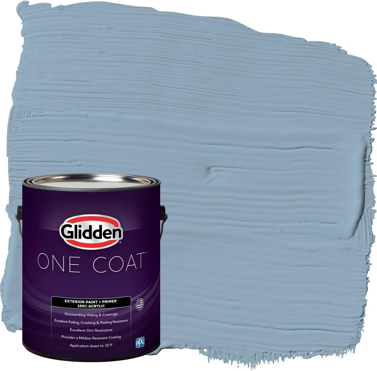 Glidden Exterior Paint   Primer: Blue/Dresden Dream, One Coat, Satin, 1-Gallon