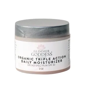 GLIMMER GODDESS Organic Daily Face Cream With Green Tea, Lemon Scent, Moisturizer, Hydrating, Softening, Sun protection With Shea Butter, 2oz