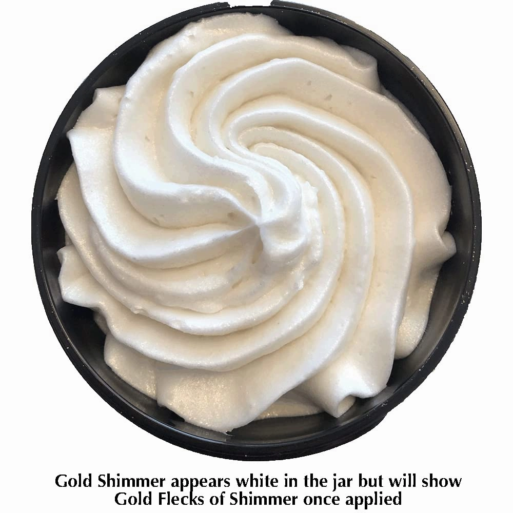 GLIMMER GODDESS Organic Whipped Body Butter - Super Level 3 Gold Shimmer - Moisturizing & Nourishing Skincare with Natural Ingredients - Luxurious Glow & Hydration for All Skin Types - 4.0 oz