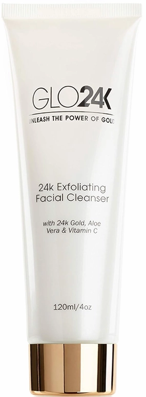 GLO24K Exfoliating Facial Cleanser with 24k Gold, Aloe Vera, and Vitamins. For a Radiant, Purified, Fresh looking Skin.