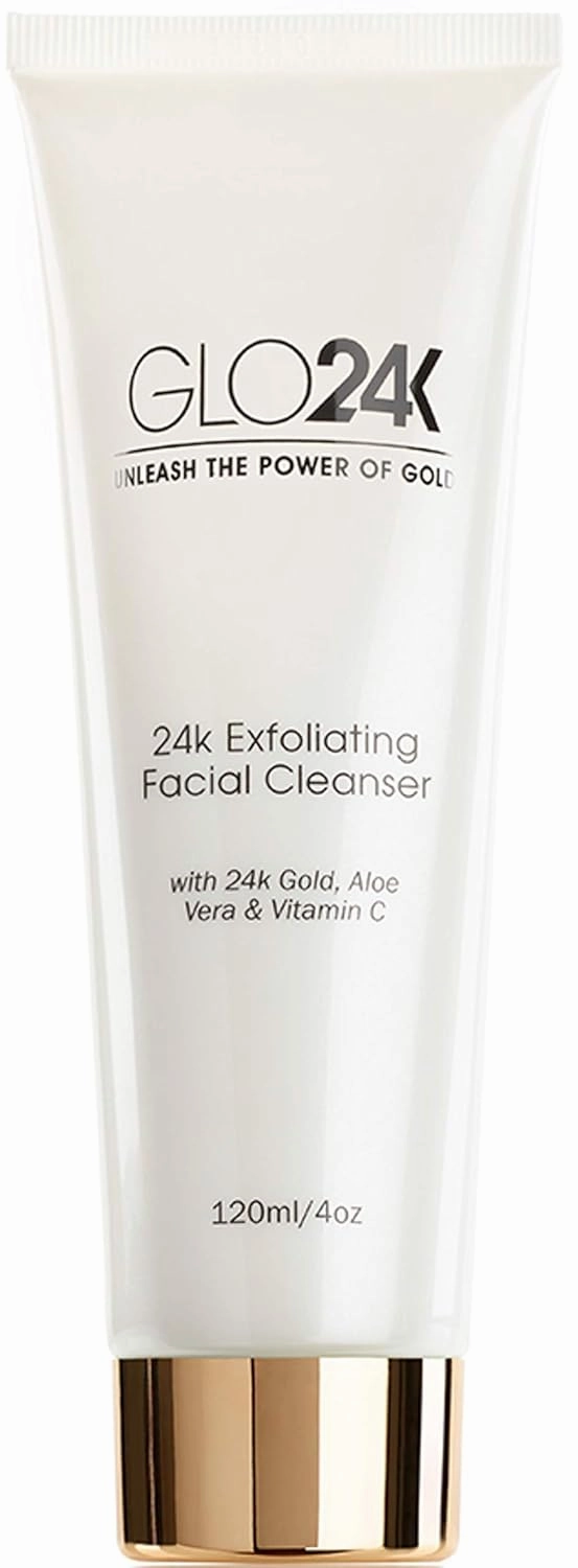 GLO24K Exfoliating Facial Cleanser with 24k Gold, Aloe Vera, and Vitamins. For a Radiant, Purified, Fresh looking Skin.