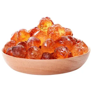 GLORIOUS INHERITING / BAIGUZHENZHEN Asian Origin Fragrant Dried Yellow Peach Resin / Taojiao / Prunus Persica Single Size around 0.6cm - 0.8cm with Net Bag of 17.64 ounce / 500 grams
