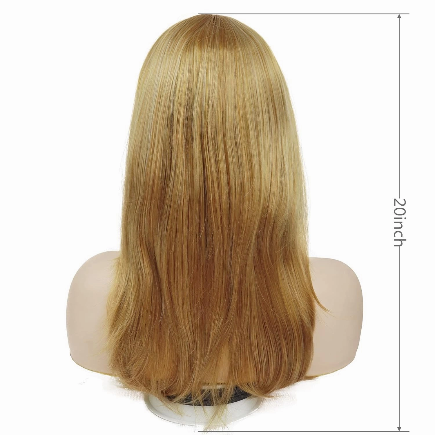 GNIMEGIL 18" Long Blonde Wigs for Women Straight Hair with Bangs Natural Hairstyles Synthetic Wig Princess Costume Peach Wigs Halloween Outfits Carnival Party