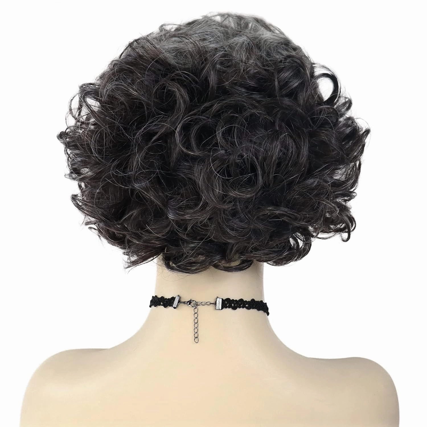 GNIMEGIL Grey Short Curly Wigs for Women Soft Synthetic Granny Hair Replacement Full Wigs for Daily Party Use Mommy Old Lady Wig Elderly Realistic