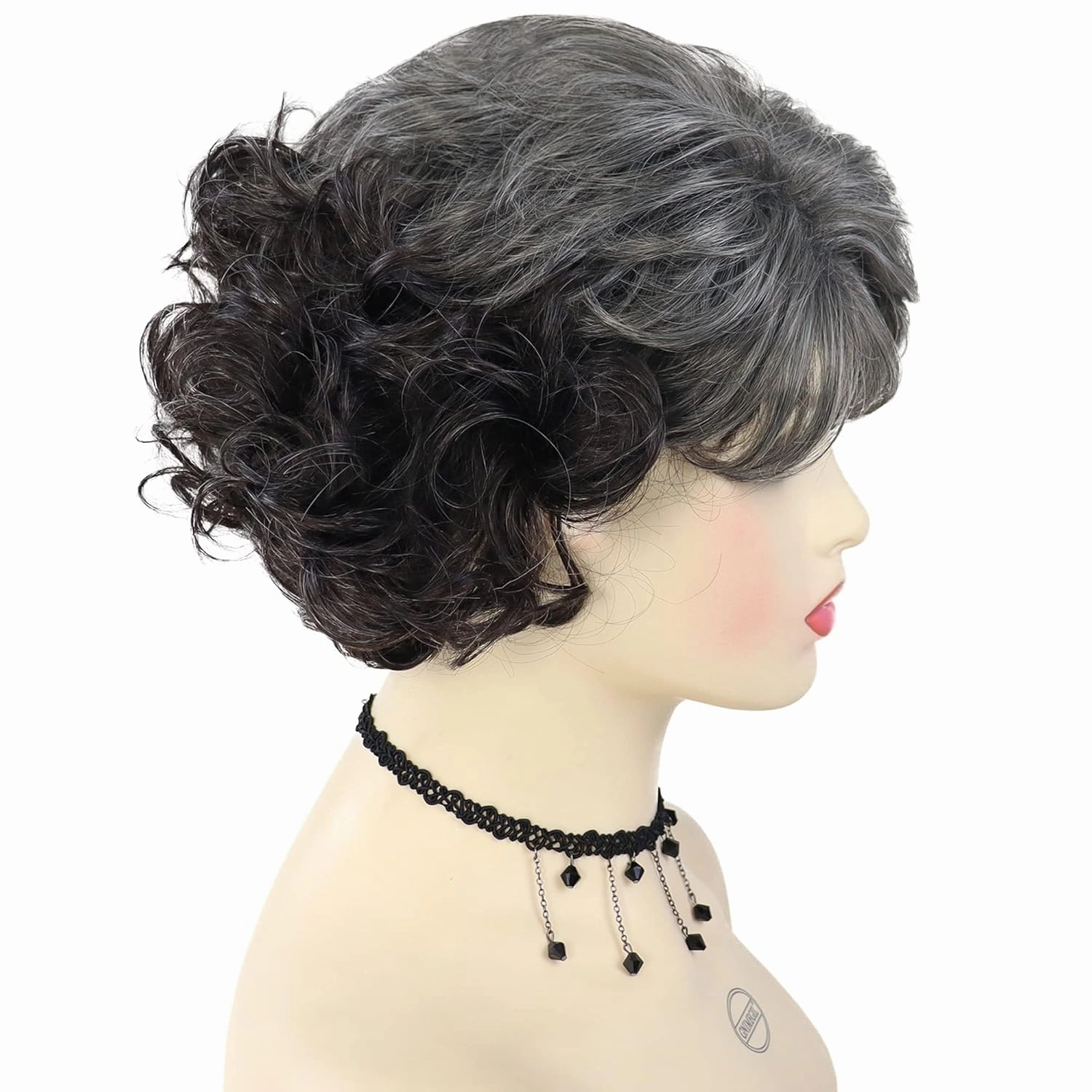 GNIMEGIL Grey Short Curly Wigs for Women Soft Synthetic Granny Hair Replacement Full Wigs for Daily Party Use Mommy Old Lady Wig Elderly Realistic
