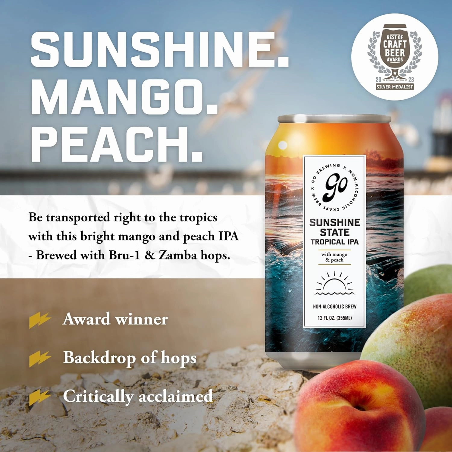 Go Brewing - IPA 24 Mixed Pack - Non Alcoholic Beer - Featuring Sunshine State Tropical IPA, Prophets Hazy IPA, Burn it Down IPA, and Not Just Another Story Double IPA (12 oz, Pack of 24)