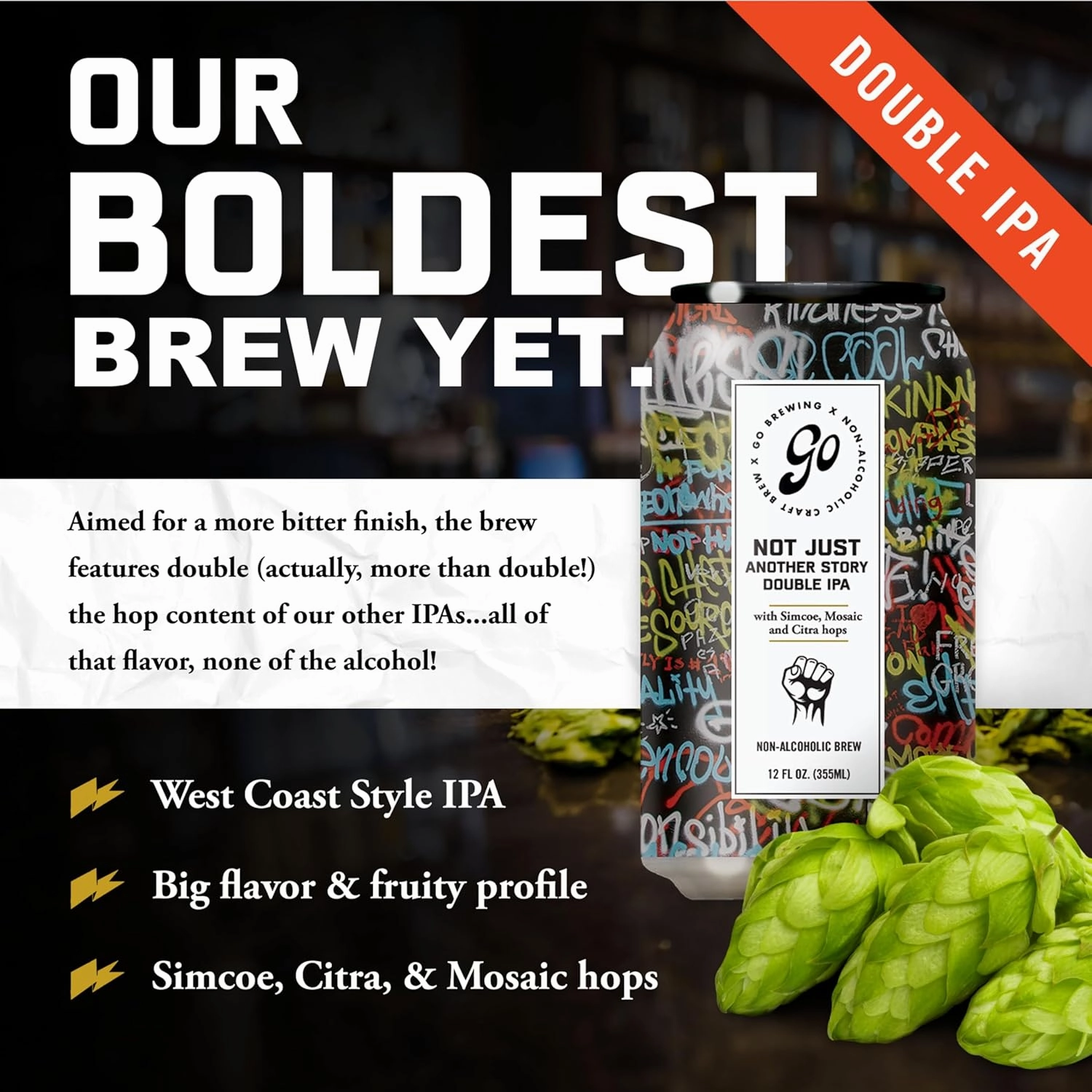 Go Brewing - IPA 24 Mixed Pack - Non Alcoholic Beer - Featuring Sunshine State Tropical IPA, Prophets Hazy IPA, Burn it Down IPA, and Not Just Another Story Double IPA (12 oz, Pack of 24)