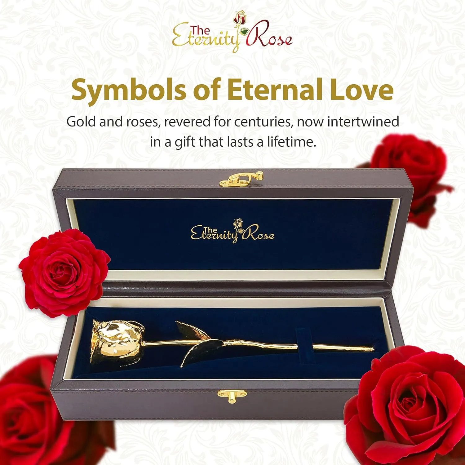 Gold Dipped Rose 24K, Romantic Gifts for Her, Real Preserved Flower, 11.5"