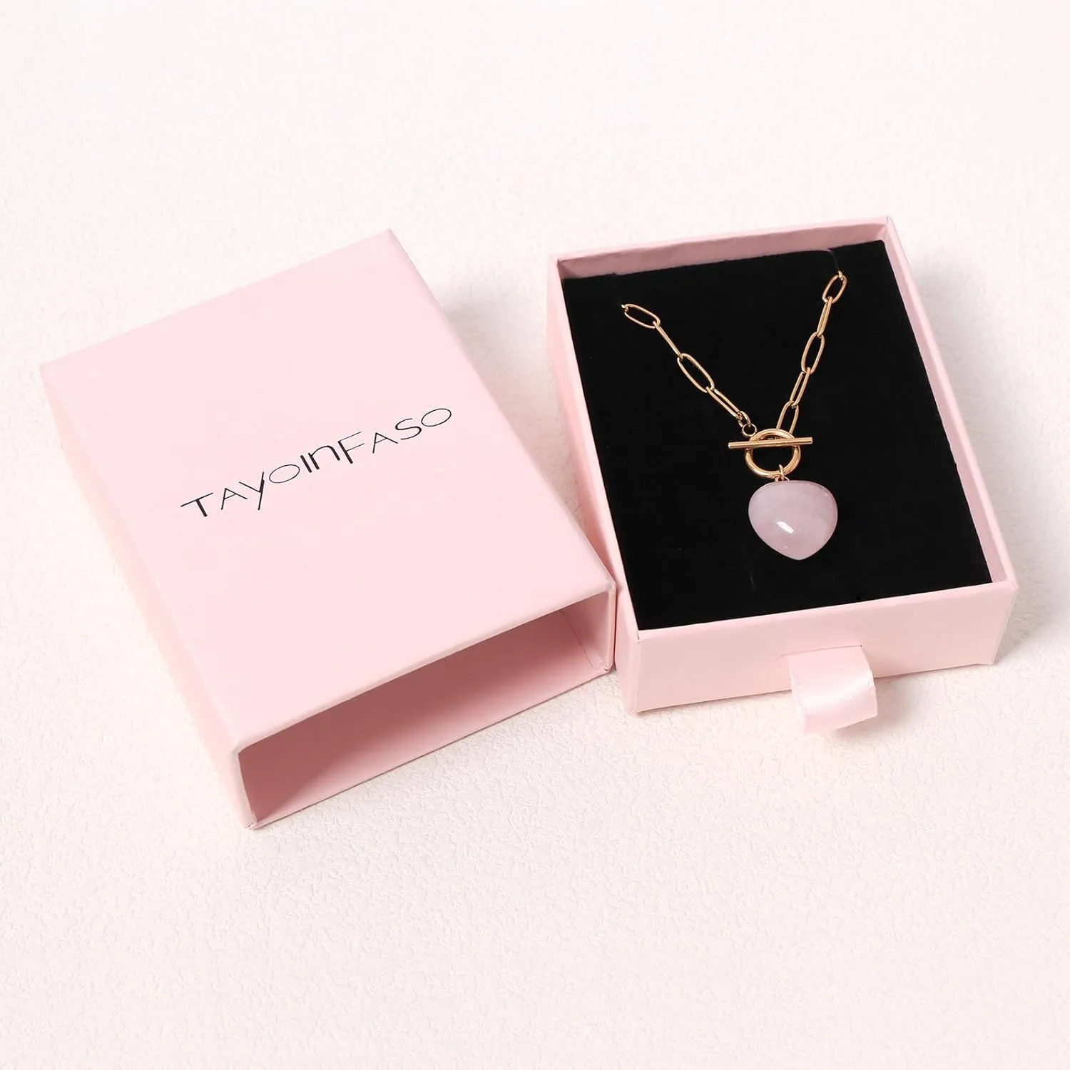 Gold Paperclip Toggle Necklace Natural Stone/Emerald Cut Birthstone Pendant Paper Clip Chain Necklace Toggle Paperclip Jewelry Birthday Gift for Women