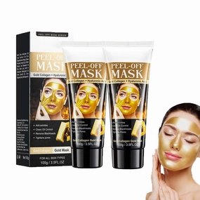 Gold Foil Peel-Off Mask, 98.4 Gold Foil Peel-Off Facial Mask, Peel-Off Anti-Wrinkle Face Mask, Anti-Wrinkle, Moisturises Deep Cleansing, Reduces Fine Lines, for All Skin Types (2 PCS)