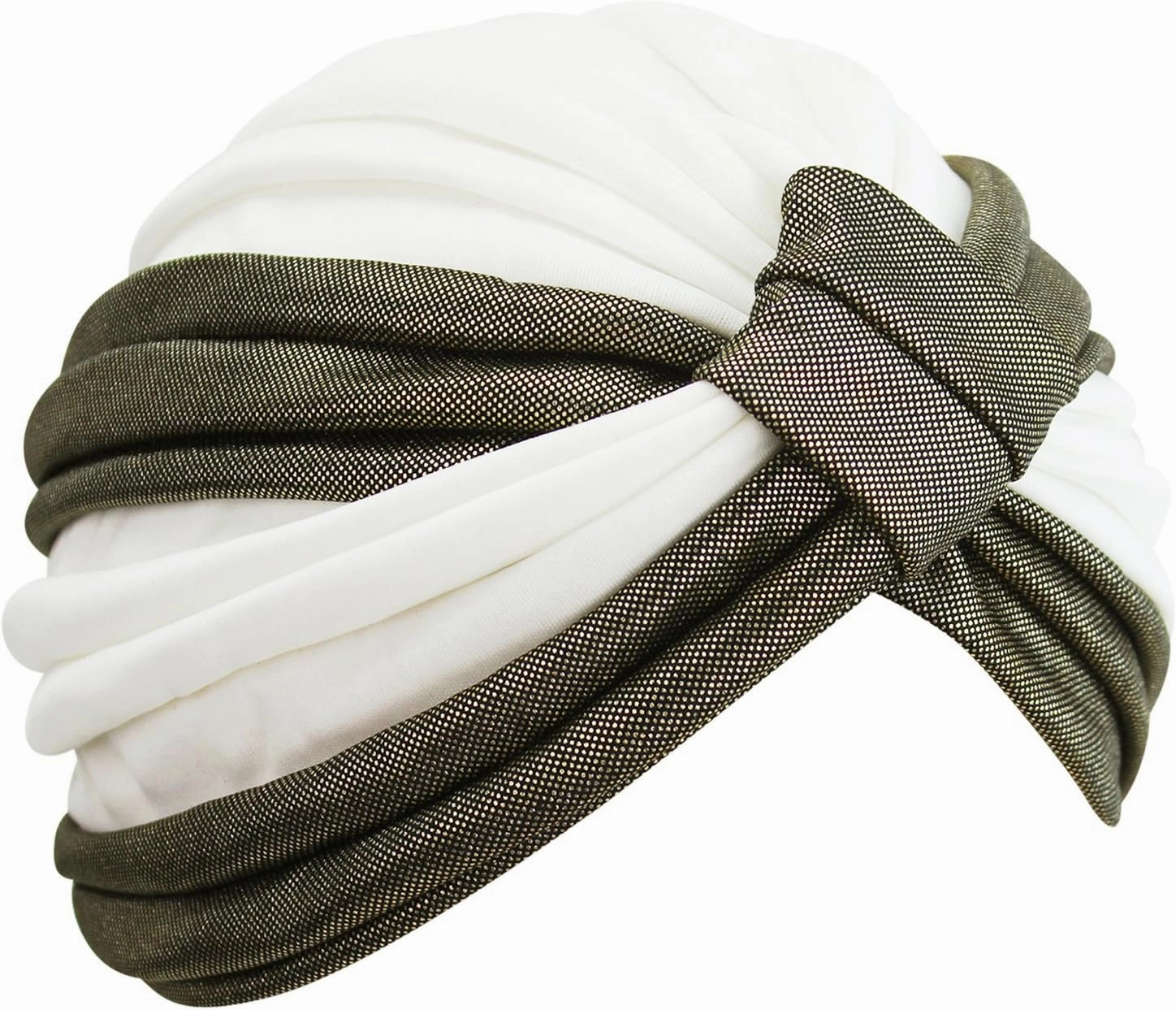 Gold Trim Fashion Turban Head Wrap for Women