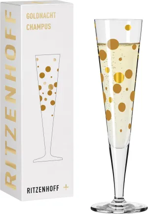 Goldnacht No. 41 1071041 Champagne Glass 200 ml Designer Item with Real Gold Made in Germany