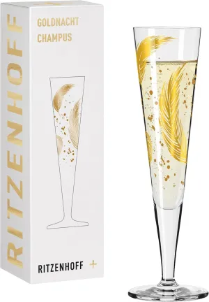 Goldnacht No. 42 1071042 Champagne Glass 200 ml Designer Item with Real Gold Made in Germany