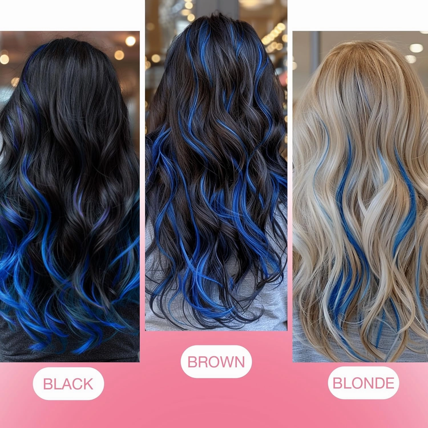 GOO GOO Tape in Hair Extensions Human Hair, Blue, 22inch 30g 10pcs, Colored Tape ins Human Hair Extensions, Silky&Soft Invisible Tape Ins, Hair Highlighted for Party