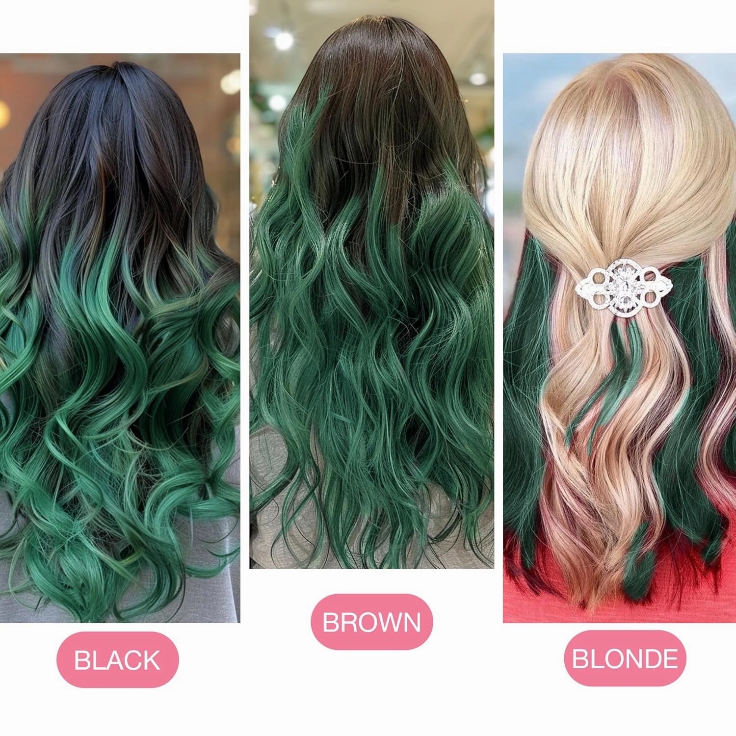 GOO GOO Tape in Hair Extensions Human Hair, Green, 10inch 20g 10pcs, Colored Tape ins Human Hair Extensions, Silky&Soft Invisible Tape Ins, Hair Highlighted for Party