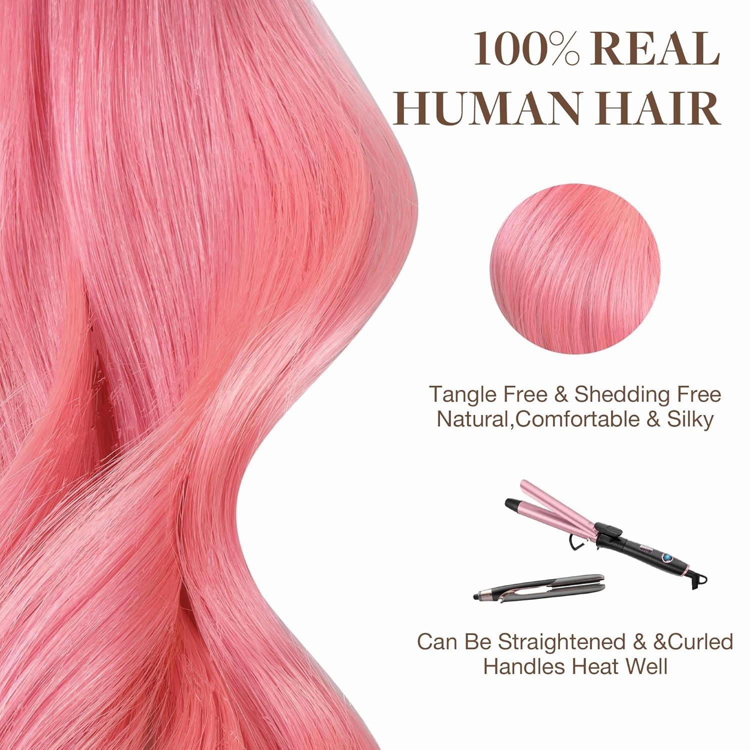 GOO GOO Tape in Hair Extensions Human Hair, Peach Pink, 22inch 30g 10pcs, Colored Tape ins Human Hair Extensions, Silky&Soft Invisible Tape Ins, Hair Highlighted for Party
