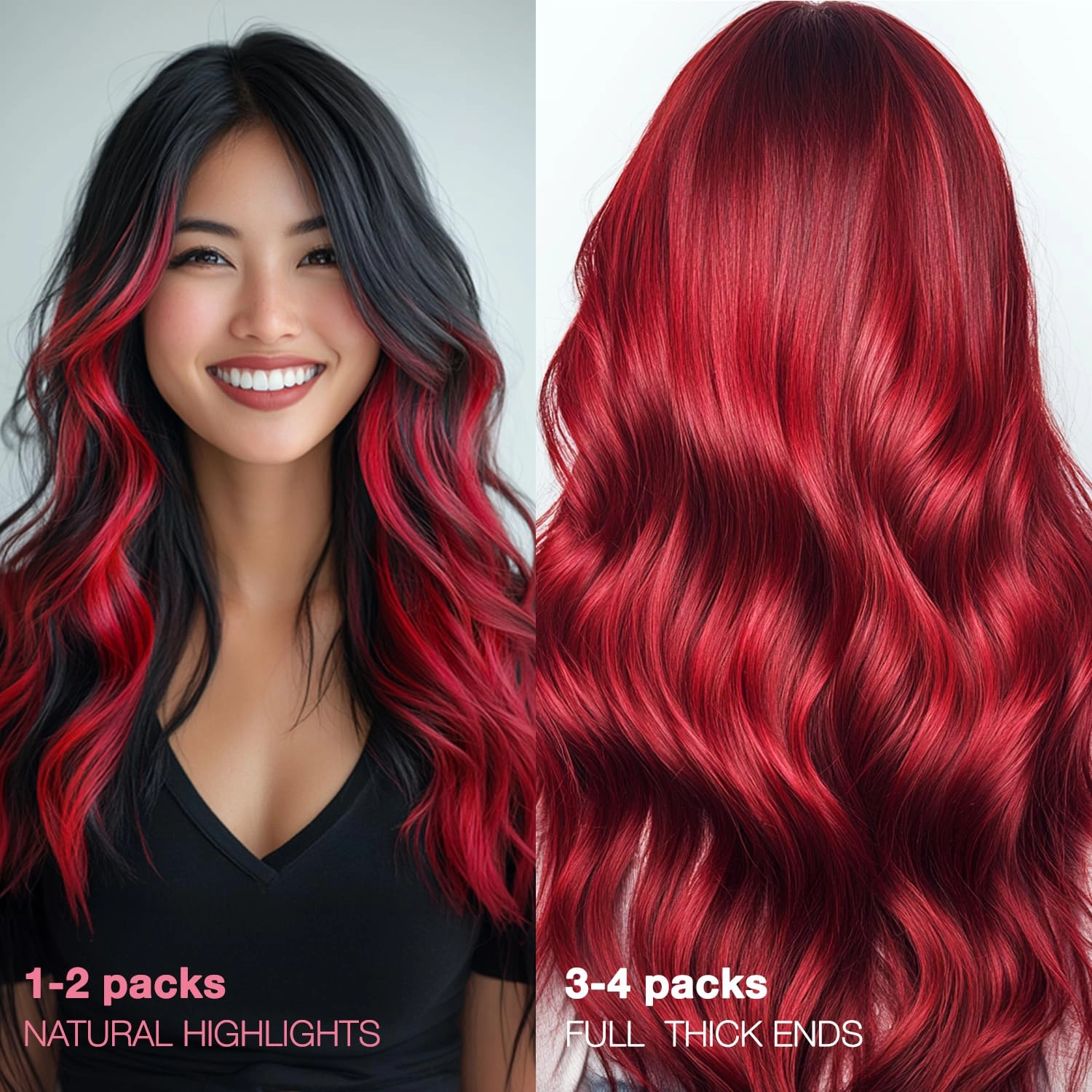 GOO GOO Tape in Hair Extensions Human Hair, Red, 10inch 20g 10pcs, Colored Tape ins Human Hair Extensions, Silky&Soft Invisible, Hair Highlighted for Party