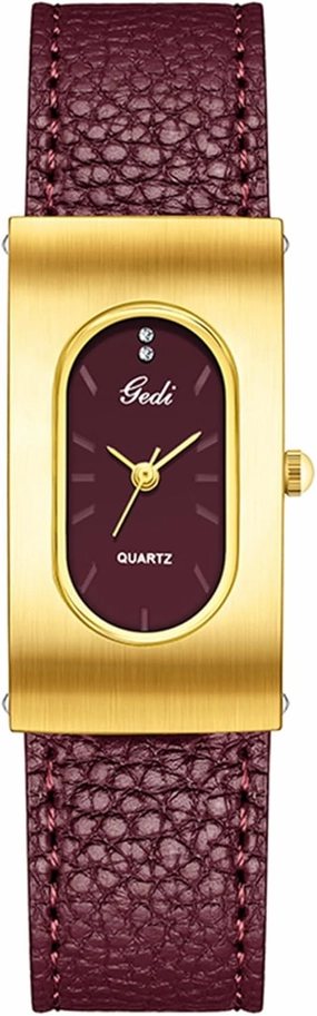 Gosasa Vintage Rectangular Watch for Women Retro Dress Quartz Minimalist Ladies Casual Analog Waterproof Wrist Watch with Leather Strap