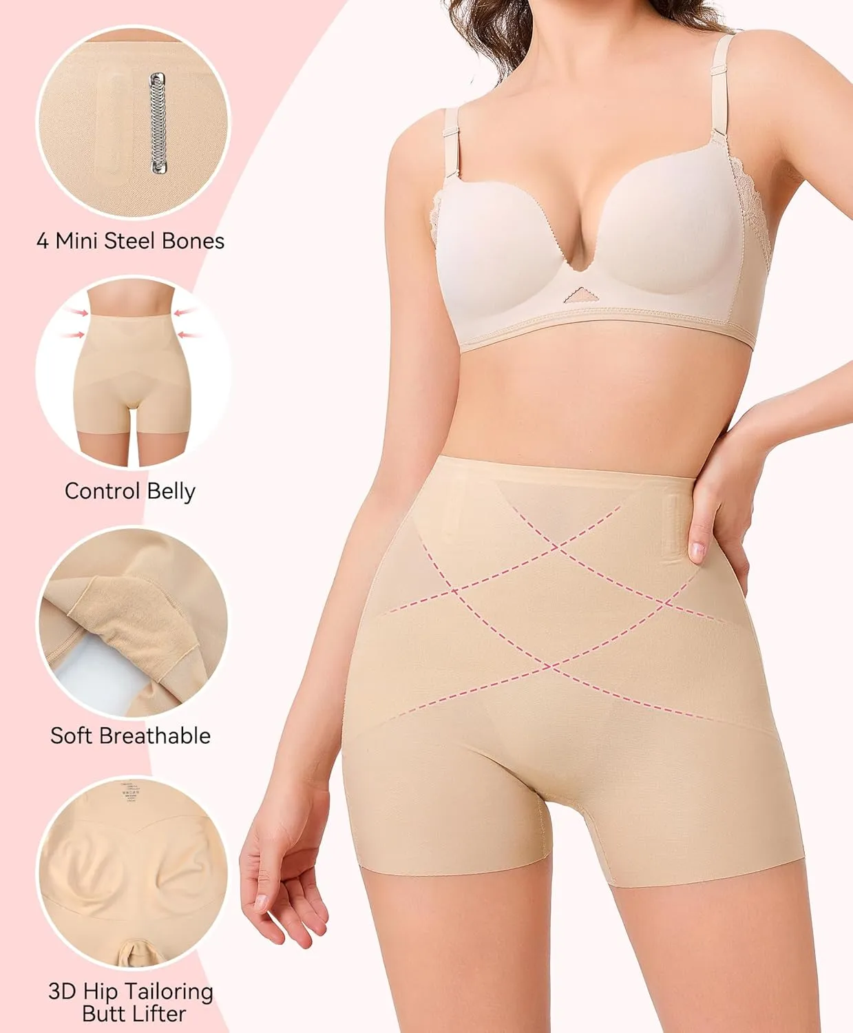 Gotoly Shapewear Tummy Control Mid-Waist Body Shaper Shorts Butt Lifting Panties Shapewear Shorts