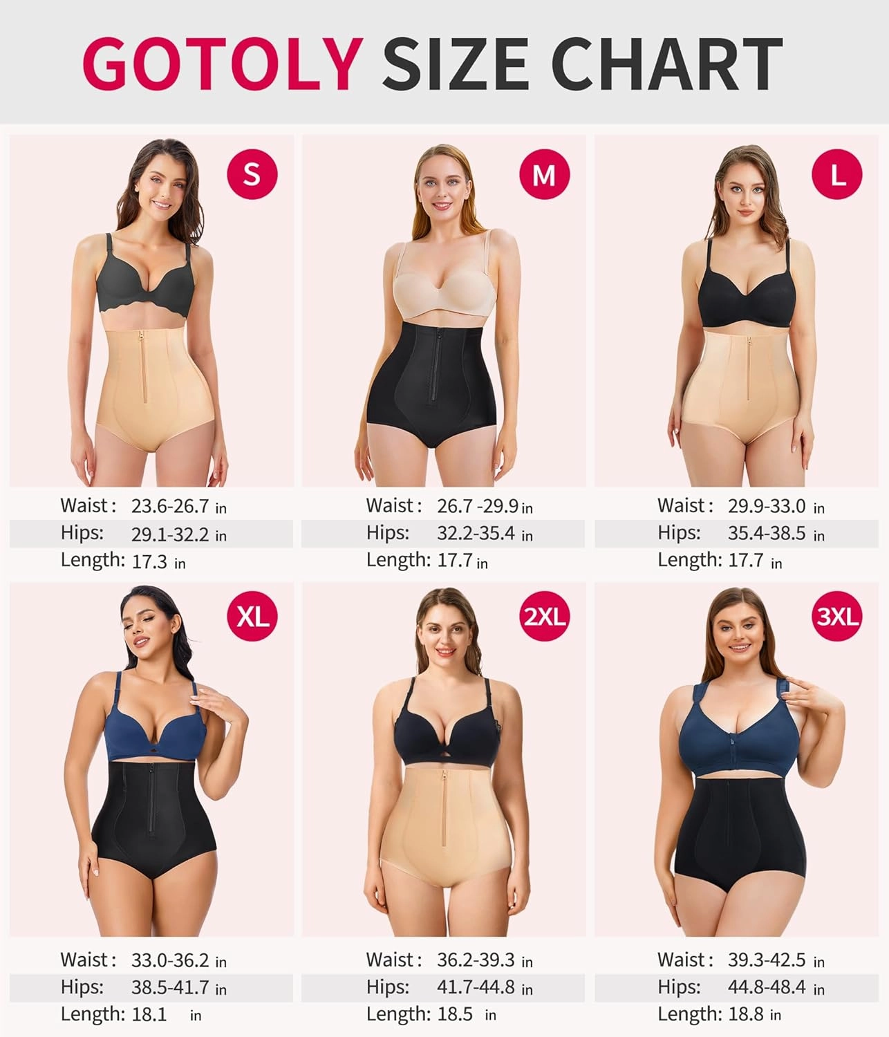 Gotoly Women Butt Lifter Shapewear Panties Waist Trainer Body Shaper Hi-Waist Tummy Control Slim Smooth Panty