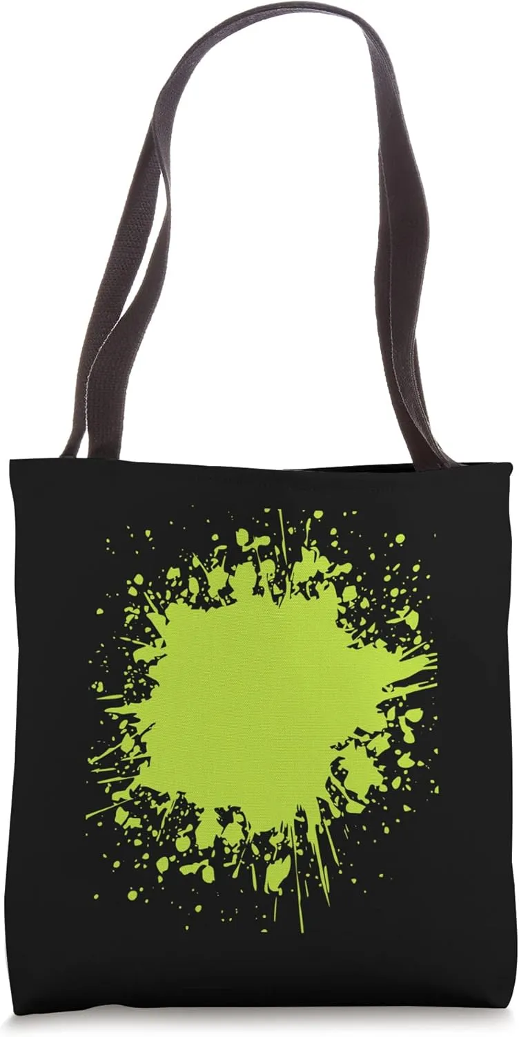 Green Spring Summer Trendy Acid Lime Bold Color Splatter Tote Bag