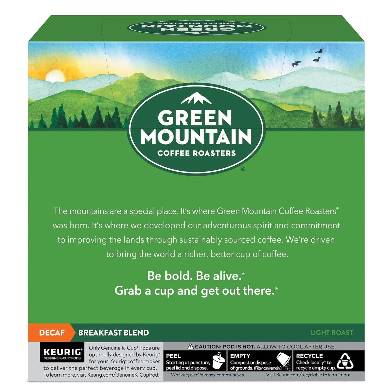 Green Mountain Coffee Roasters Decaf Breakfast Blend , Single-Serve Keurig K-Cup Pods, Light Roast Coffee, 32 Count
