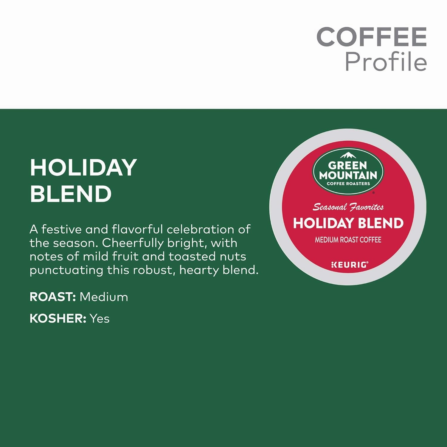 Green Mountain Coffee Roasters Holiday Blend, Keurig Single Serve K-Cup Pods, 96 Count