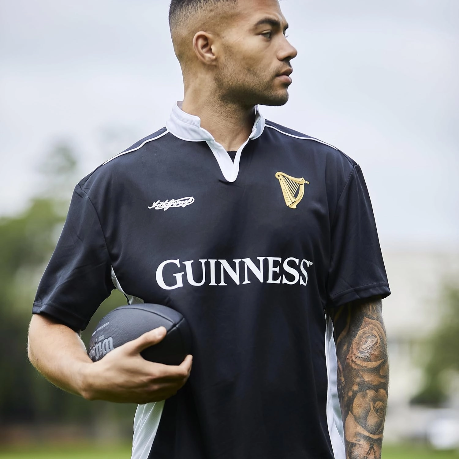 Guinness Black/White Performance Short Sleeve Rugby Shirt