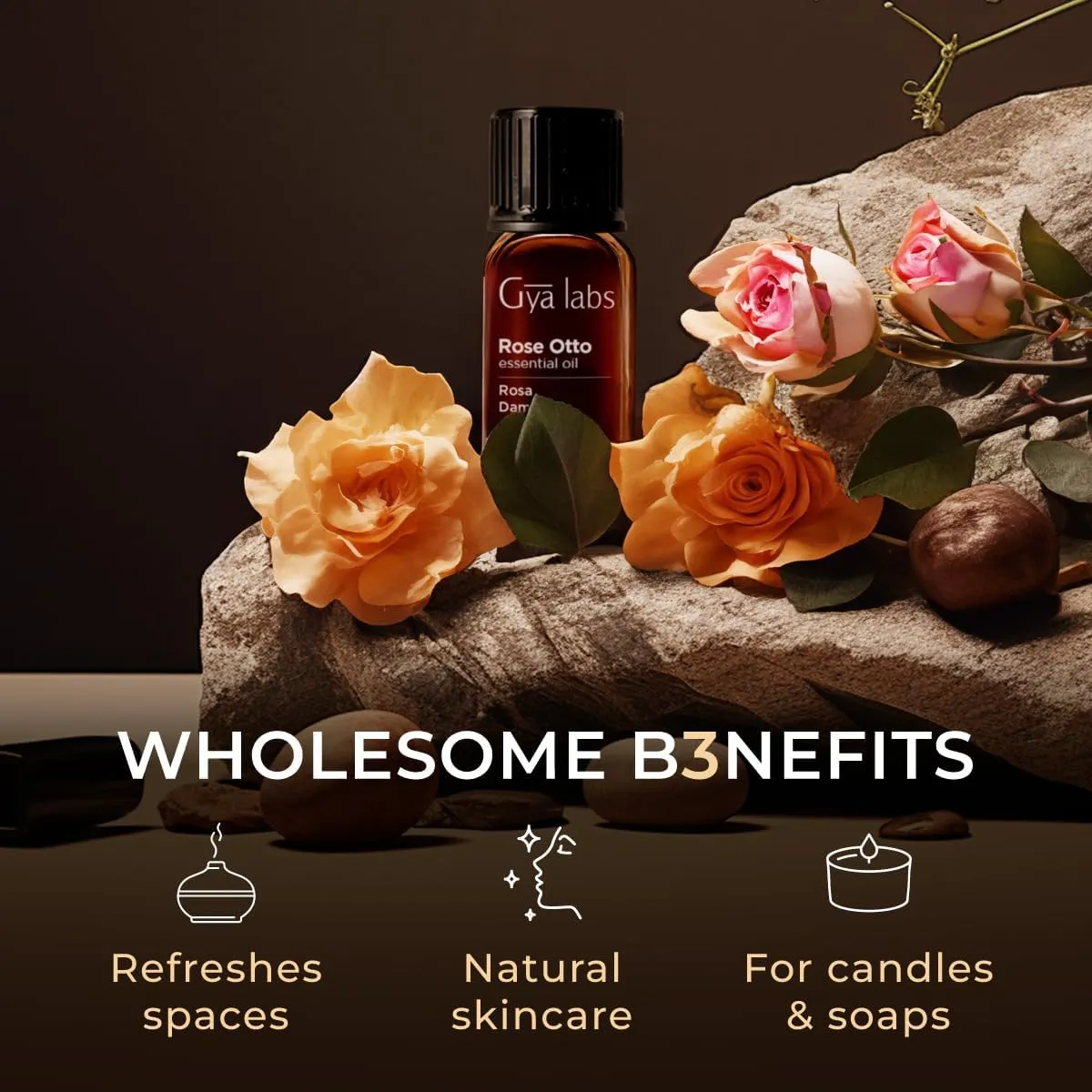 Gya Labs Rose Essential Oils for Skin Use - 0.34 Fl Oz - 100% Pure Natural Rose Oil for Face, Hair, Diffuser, Perfume & Candle Making Scent Aromatherapy