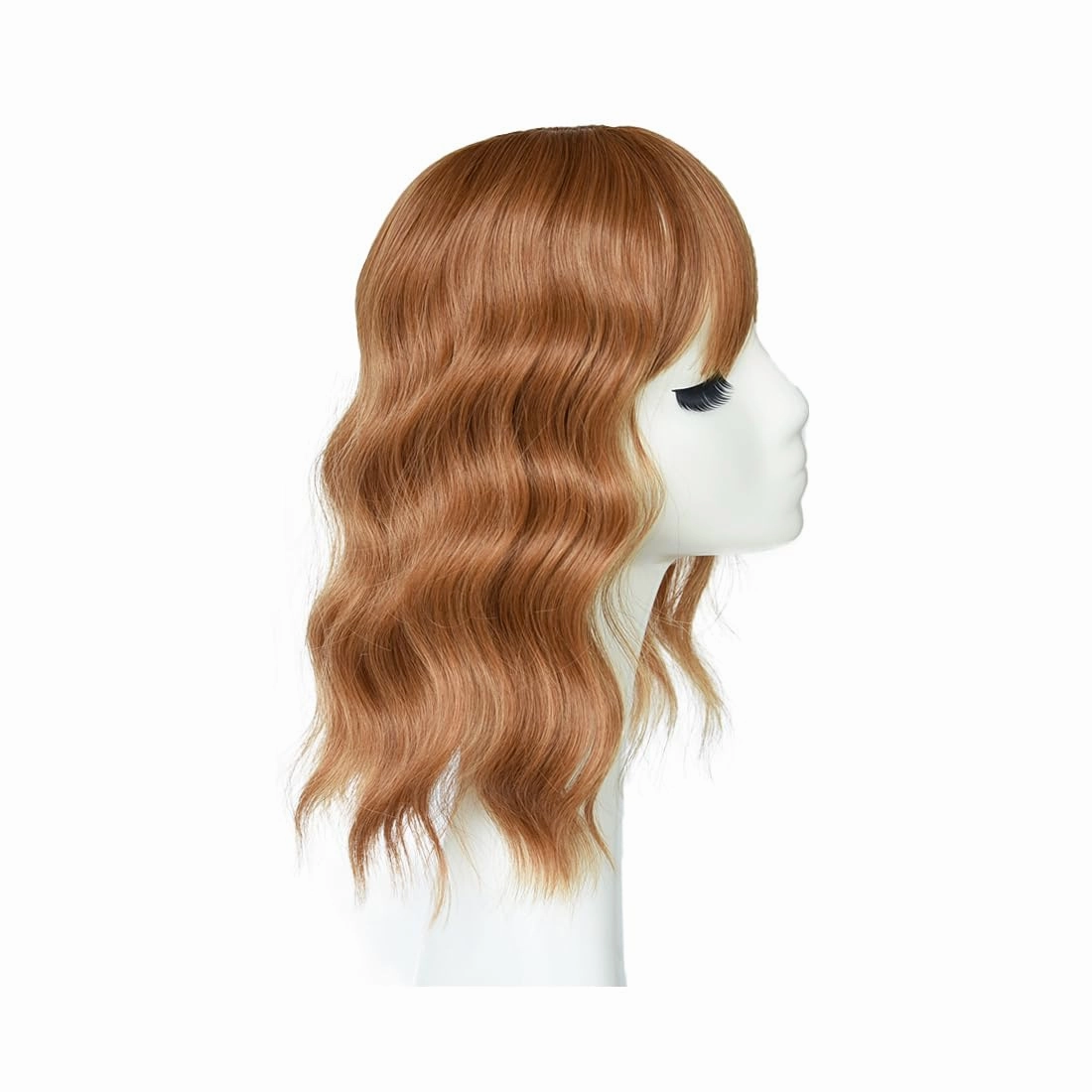 Hair Topper With Bangs Loose Water Wave Hairpiece Clip in Synthetic Hair Topper Synthetic Hair Toupee for Women Girls (18inch, Copper red)