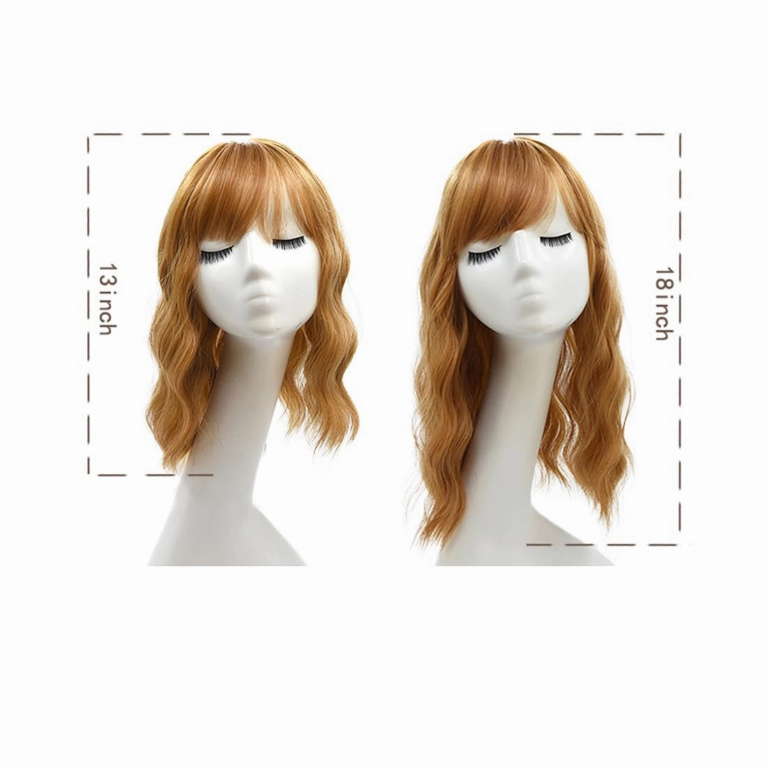 Hair Topper With Bangs Loose Water Wave Hairpiece Clip in Synthetic Hair Topper Synthetic Hair Toupee for Women Girls (18inch, Copper red)