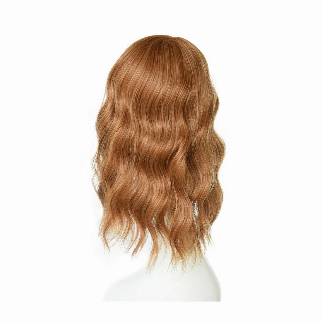 Hair Topper With Bangs Loose Water Wave Hairpiece Clip in Synthetic Hair Topper Synthetic Hair Toupee for Women Girls (18inch, Copper red)
