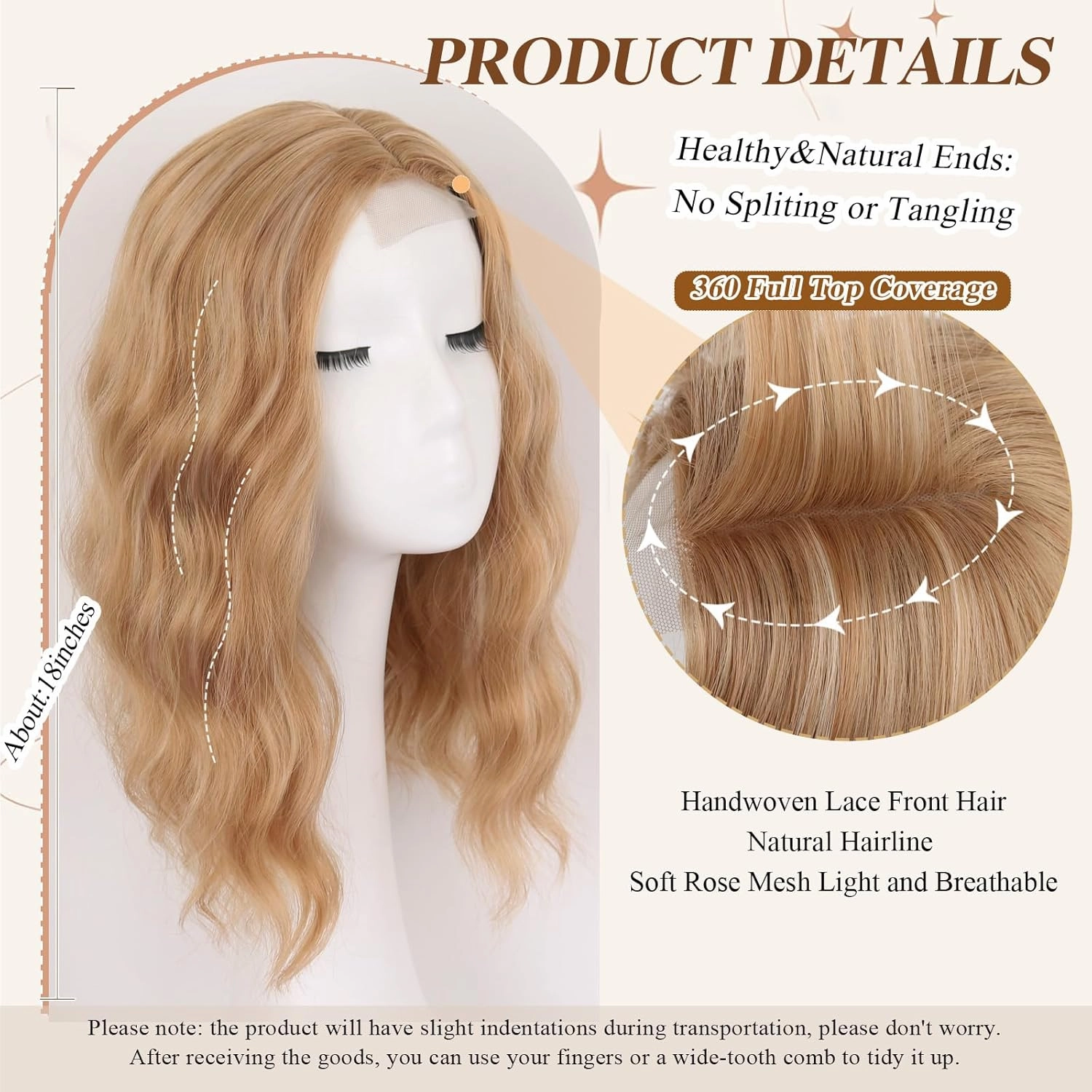Hair Toppers for Women Long Wavy Hair Toppers Pieces for Women with Thinning Hair Synthetic Hair Pieces Wig Clip In Hair Lace Topper Wiglets with Fringe Bang Add Hair Volume (Gold Blonde)