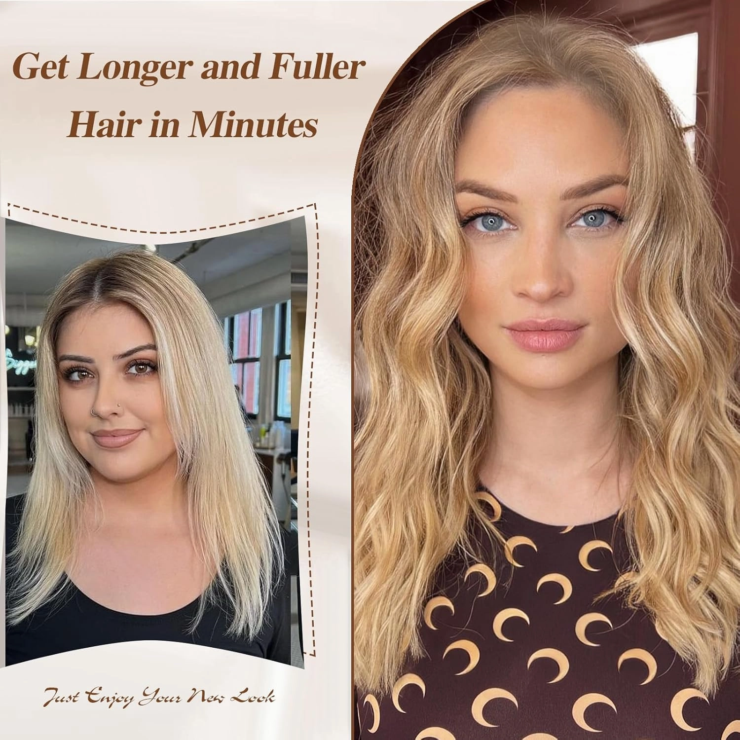 Hair Toppers for Women Long Wavy Hair Toppers Pieces for Women with Thinning Hair Synthetic Hair Pieces Wig Clip In Hair Lace Topper Wiglets with Fringe Bang Add Hair Volume (Gold Blonde)