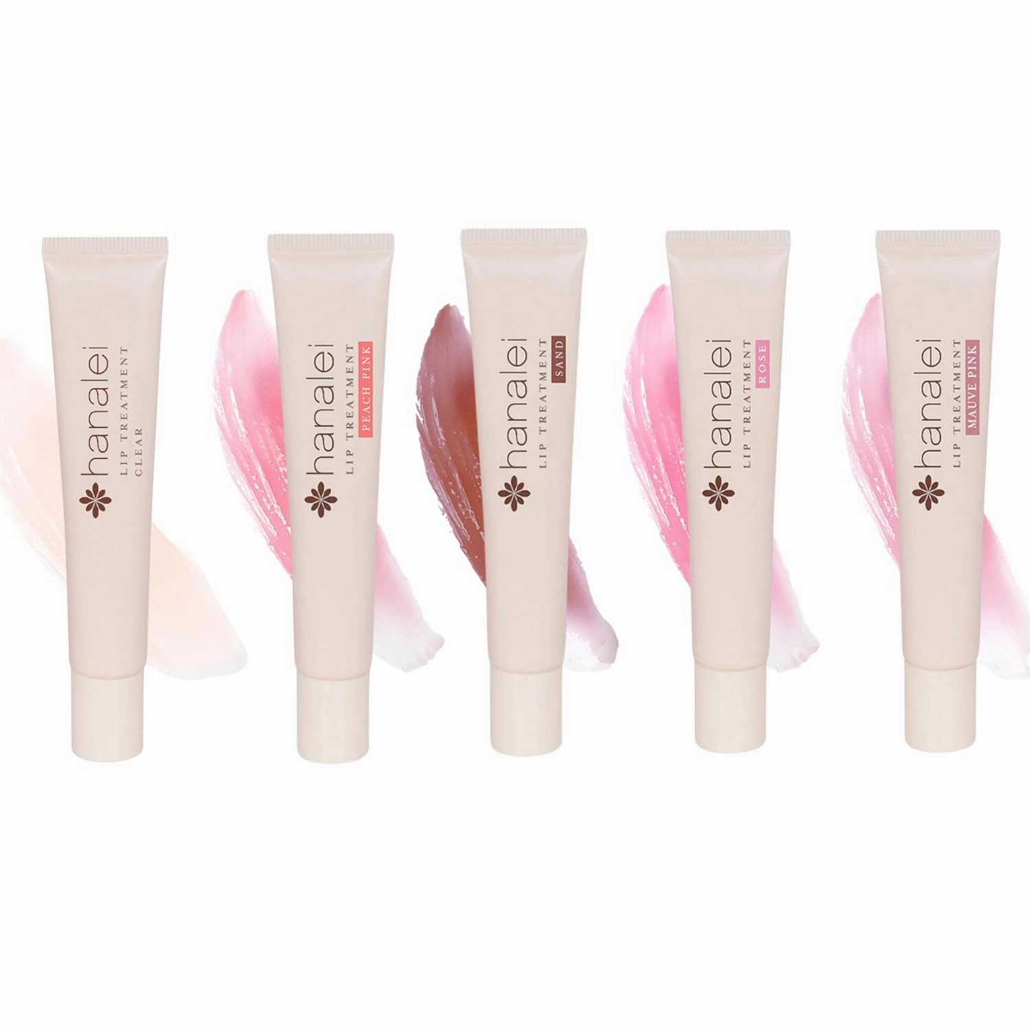 Hanalei 5-Pack Lip Treatment Bundle (Clear, Peach Pink, Mauve Pink, Sand, Rose) | Made with Kukui Oil, Shea Butter, Agave, and Grapeseed Oil, Soothe Dry Lips (Cruelty free, Paraben free)