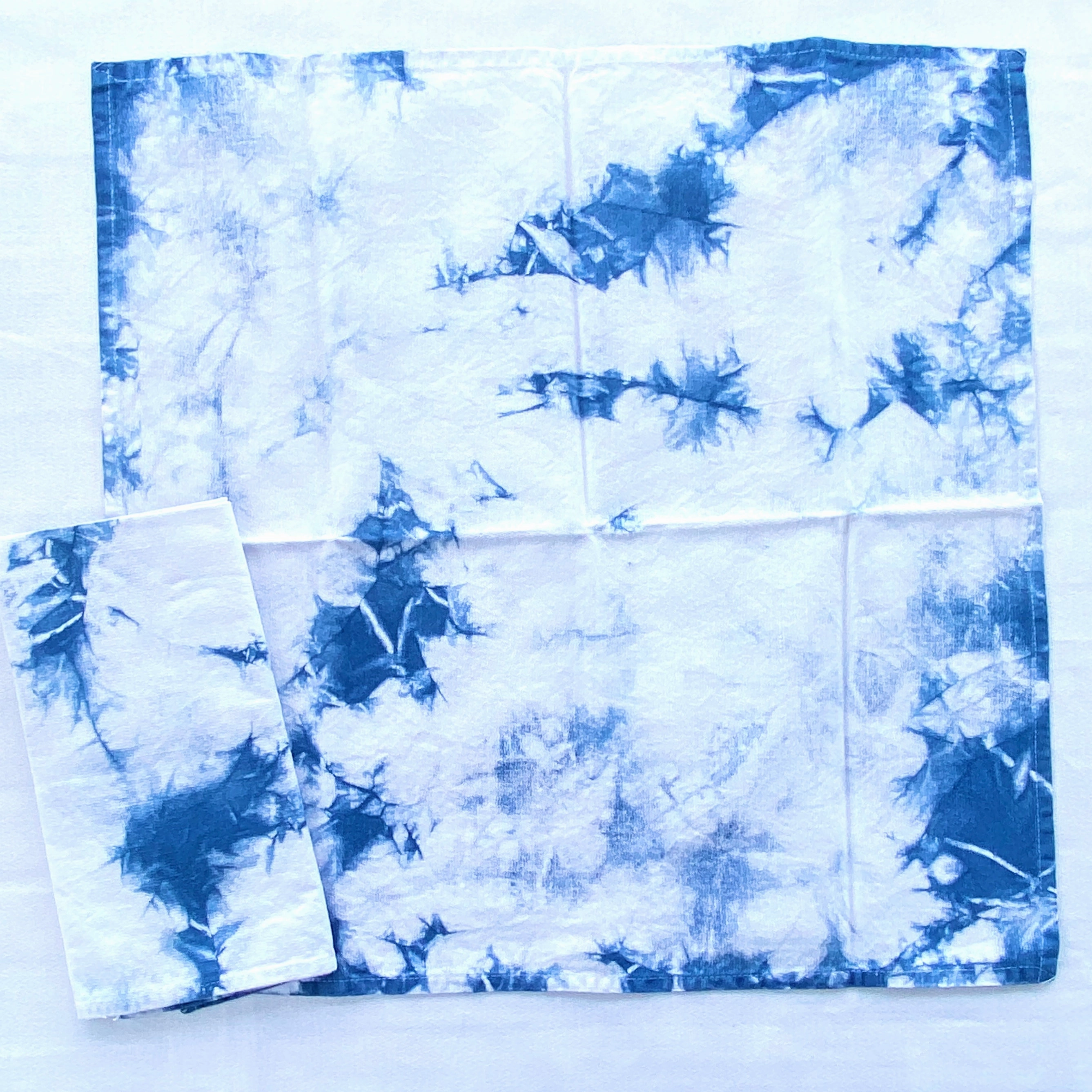 Hand Dyed Cotton Napkins - Indigo Sunburst