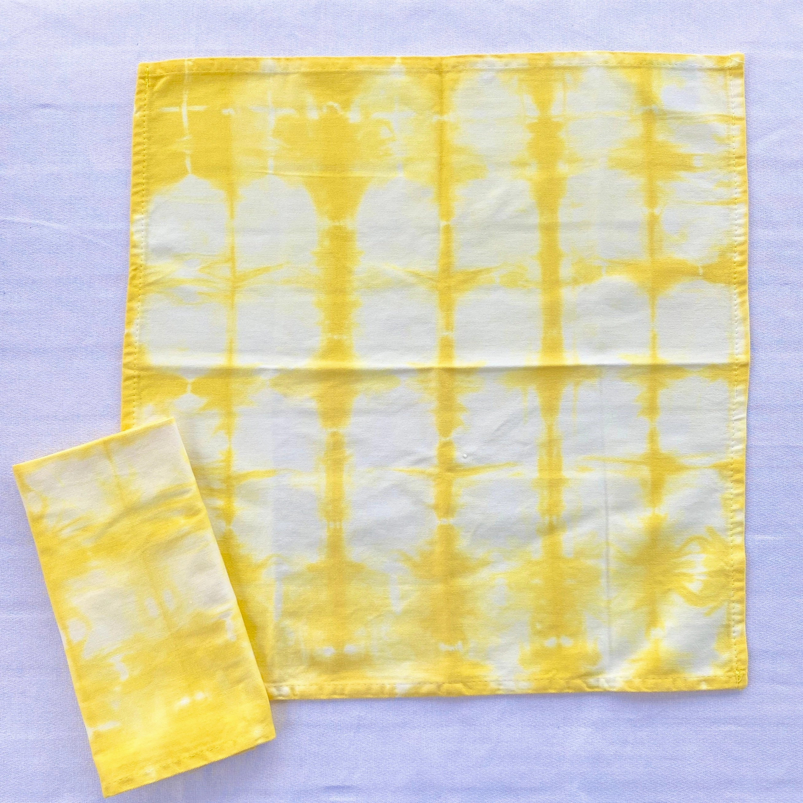 Hand Dyed Cotton Napkins - Turmeric Lines