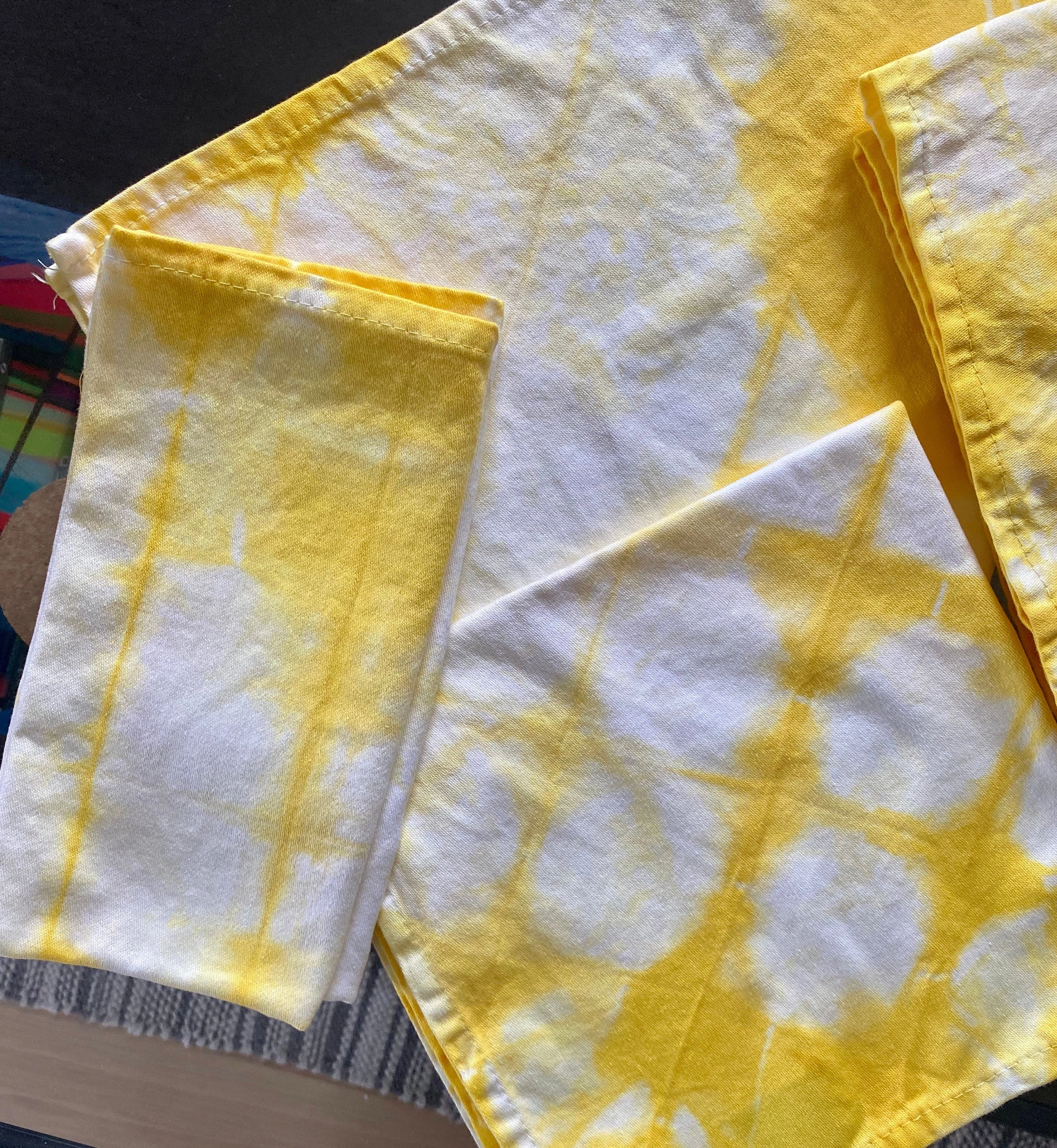Hand Dyed Cotton Napkins - Turmeric Lines
