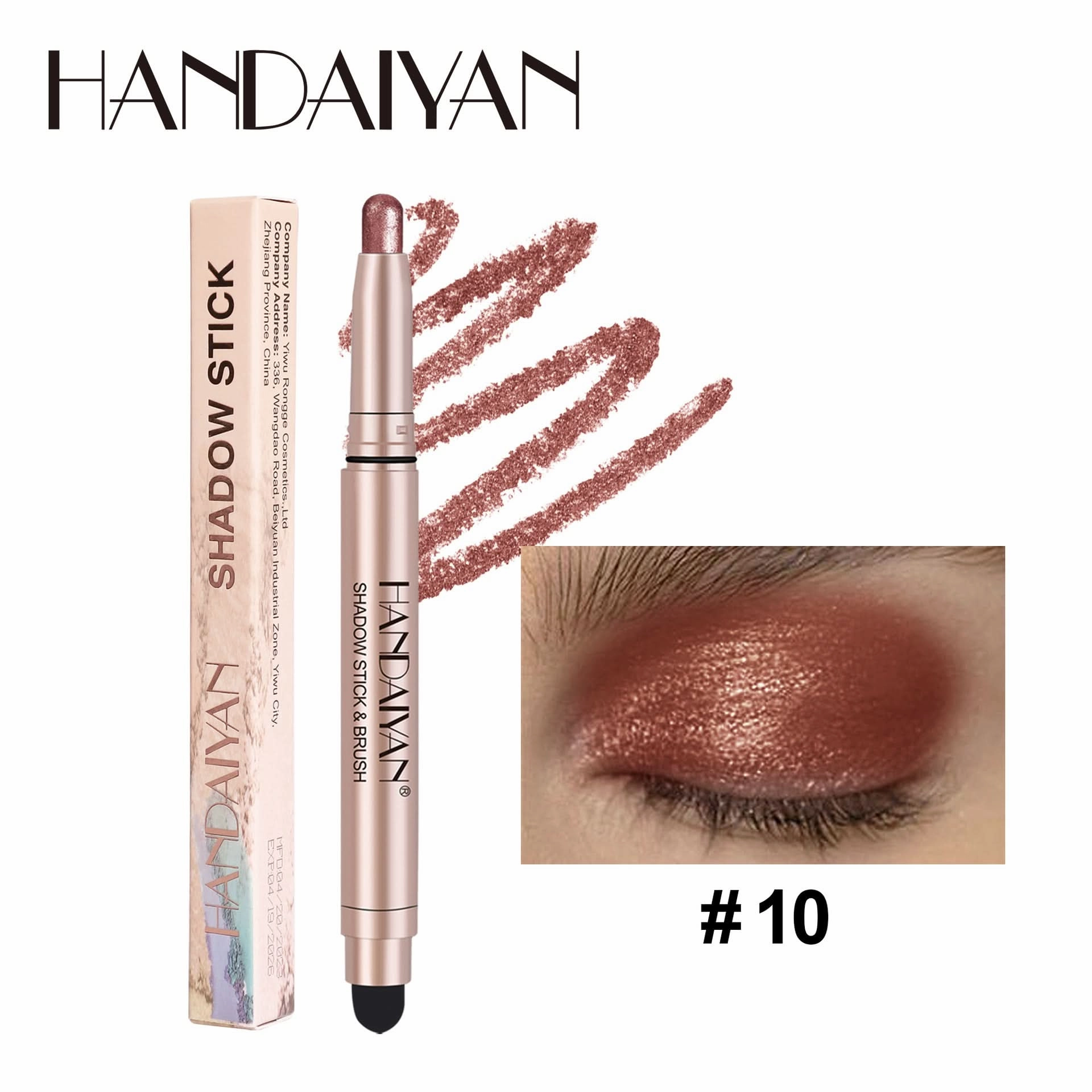 Handaiyan Shimmer Eyeshadow Stick – High-Pigment, Pearlescent & Metallic Finish