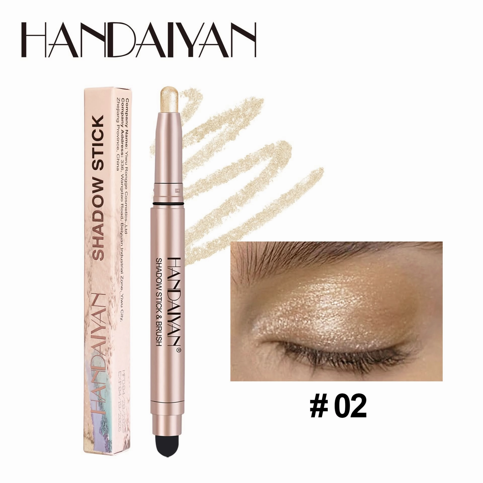 Handaiyan Shimmer Eyeshadow Stick – High-Pigment, Pearlescent & Metallic Finish