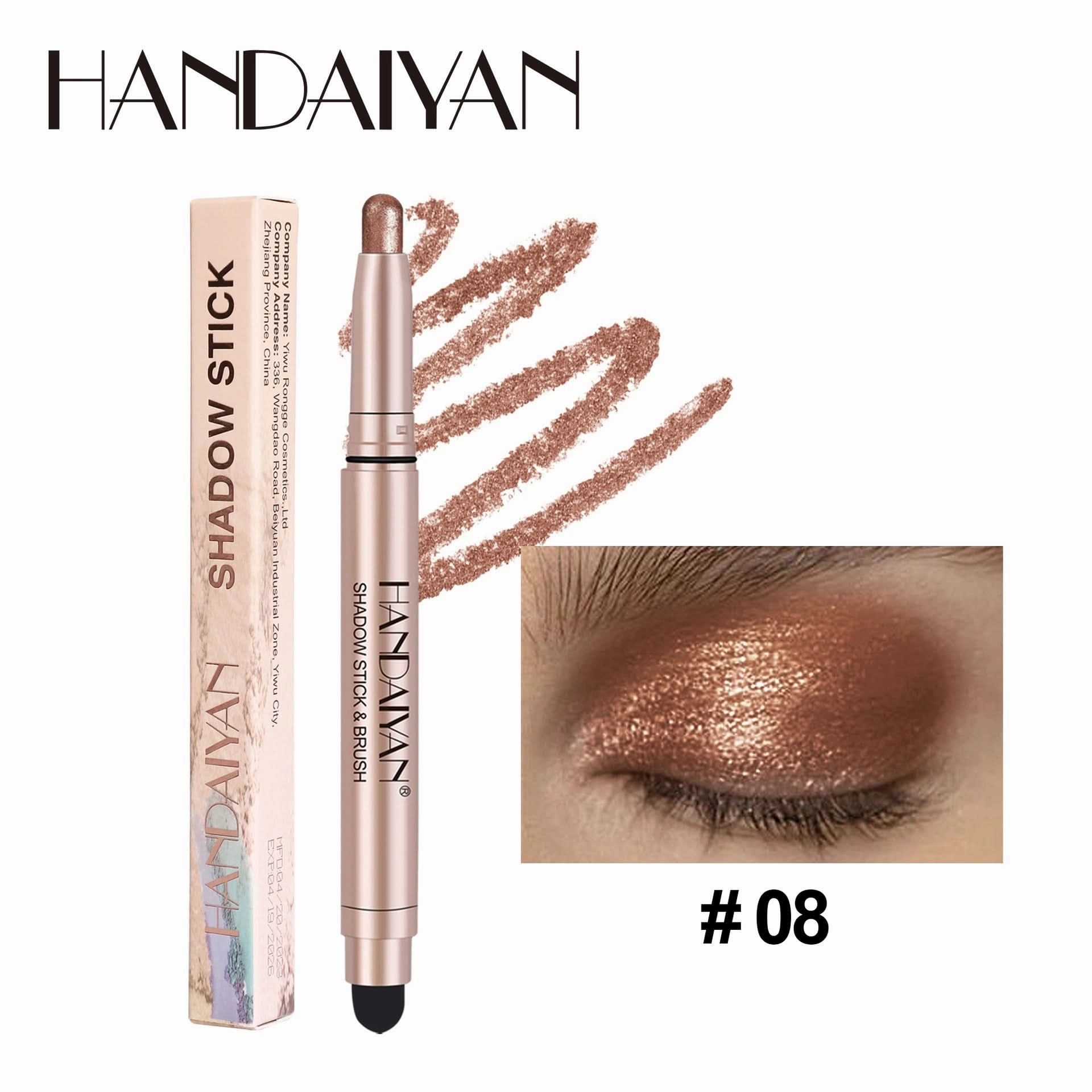 Handaiyan Shimmer Eyeshadow Stick – High-Pigment, Pearlescent & Metallic Finish