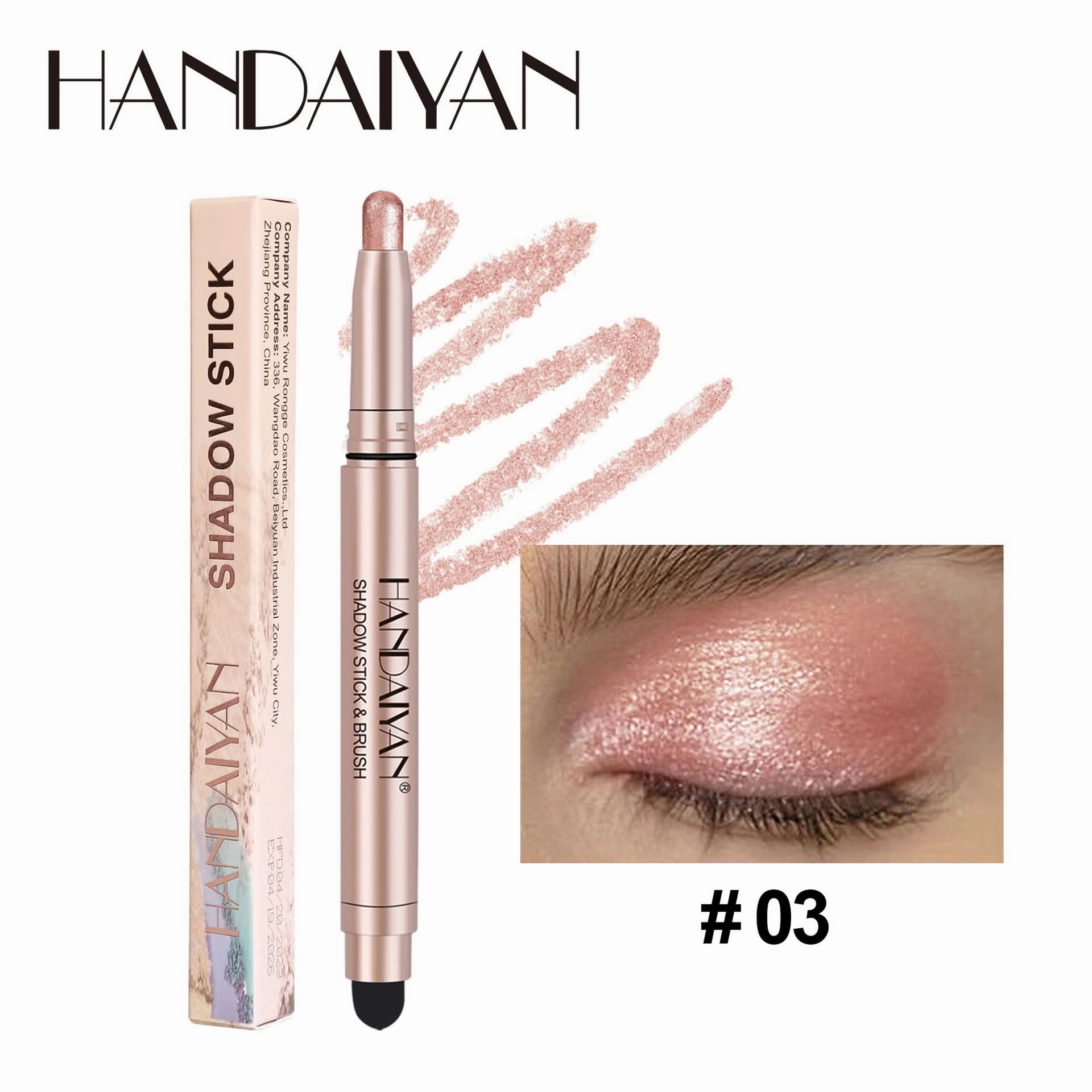Handaiyan Shimmer Eyeshadow Stick – High-Pigment, Pearlescent & Metallic Finish