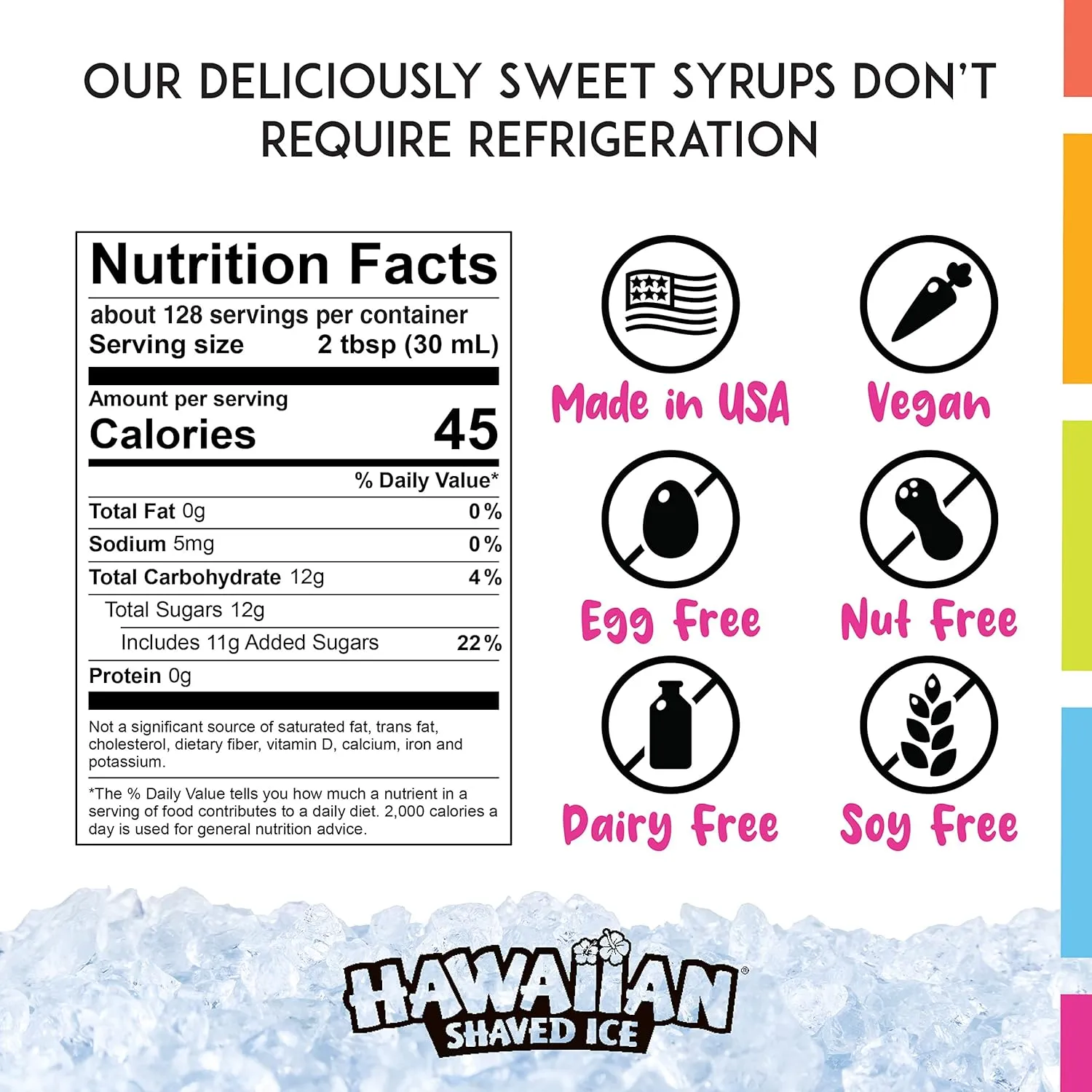 Hawaiian Shaved Ice Tiger's Blood Syrup - Nut Soy Dairy Free - Flavor Fluffy & Crunchy Snow Cone Ice - Shelf Stable - Makes 64 Servings - 1 Gallon