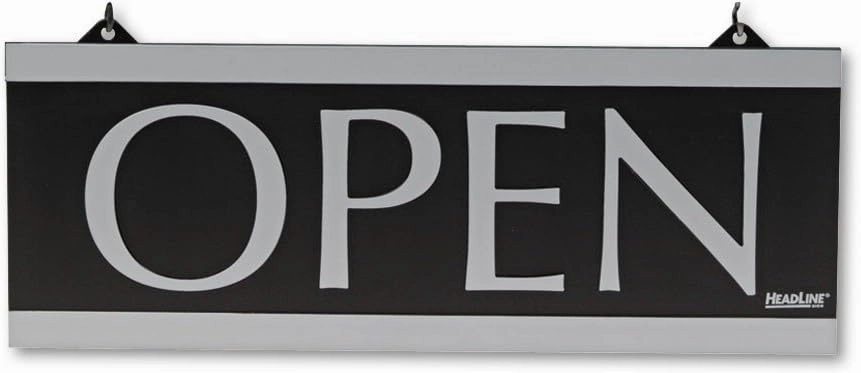 Headline Sign Century Series Reversible Open/Closed Sign, W/Suction Mount, 13 X 5, Black
