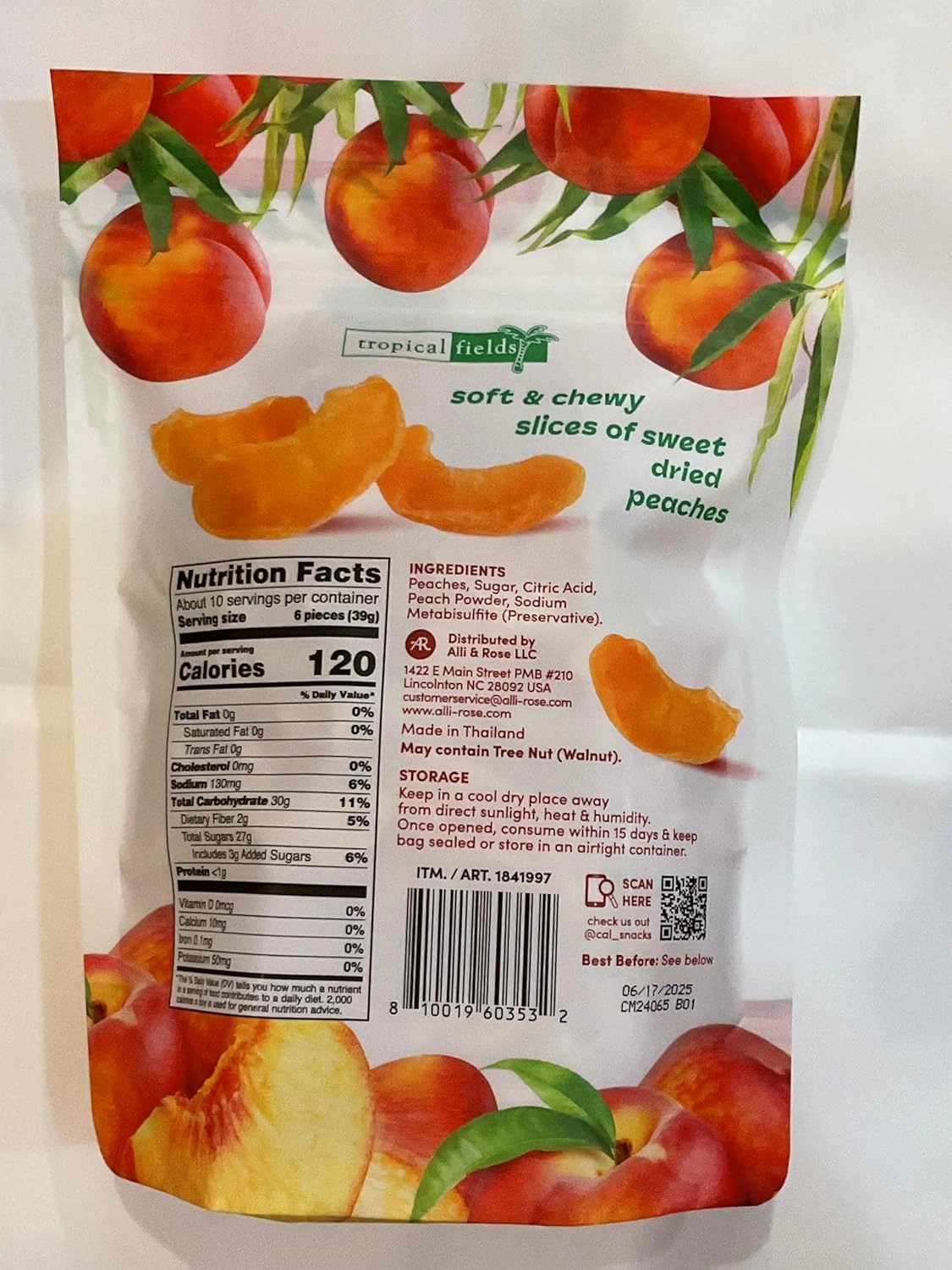 HealthEmpire Tropical Fields Dried Peaches, Soft & Chewy, Sweet Sliced Dried Peaches, 400g, Resealable Bag (Pack of 1)